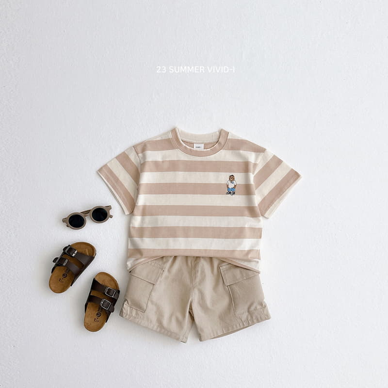 Vivid I - Korean Children Fashion - #fashionkids - Bear Stripes Top Bottom Set - 7