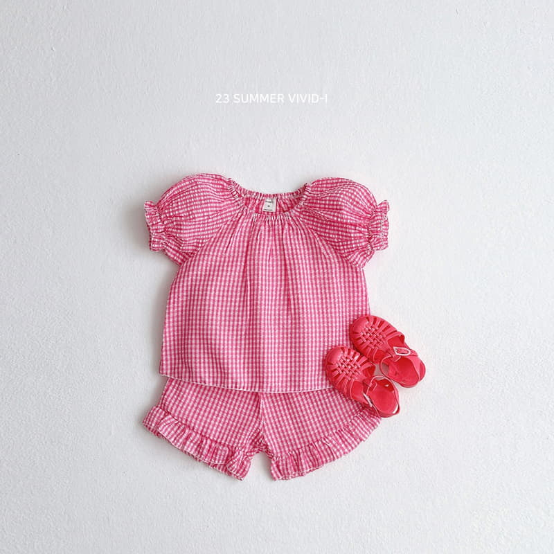 Vivid I - Korean Children Fashion - #fashionkids - Jijim Check Top Bottom Set - 2