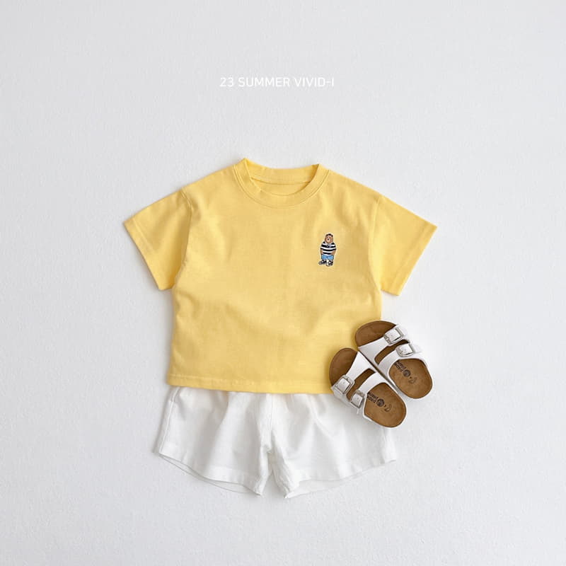 Vivid I - Korean Children Fashion - #kidsshorts - Bear Embrodiery Tee - 3