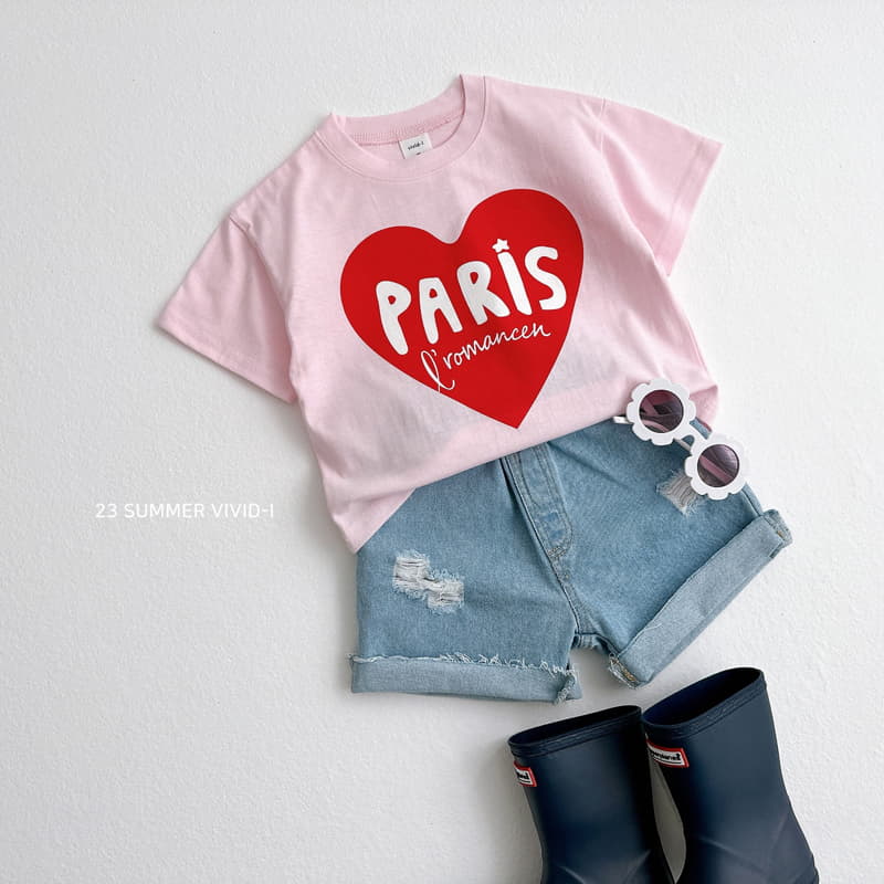 Vivid I - Korean Children Fashion - #kidsshorts - Paris Heart Tee - 9