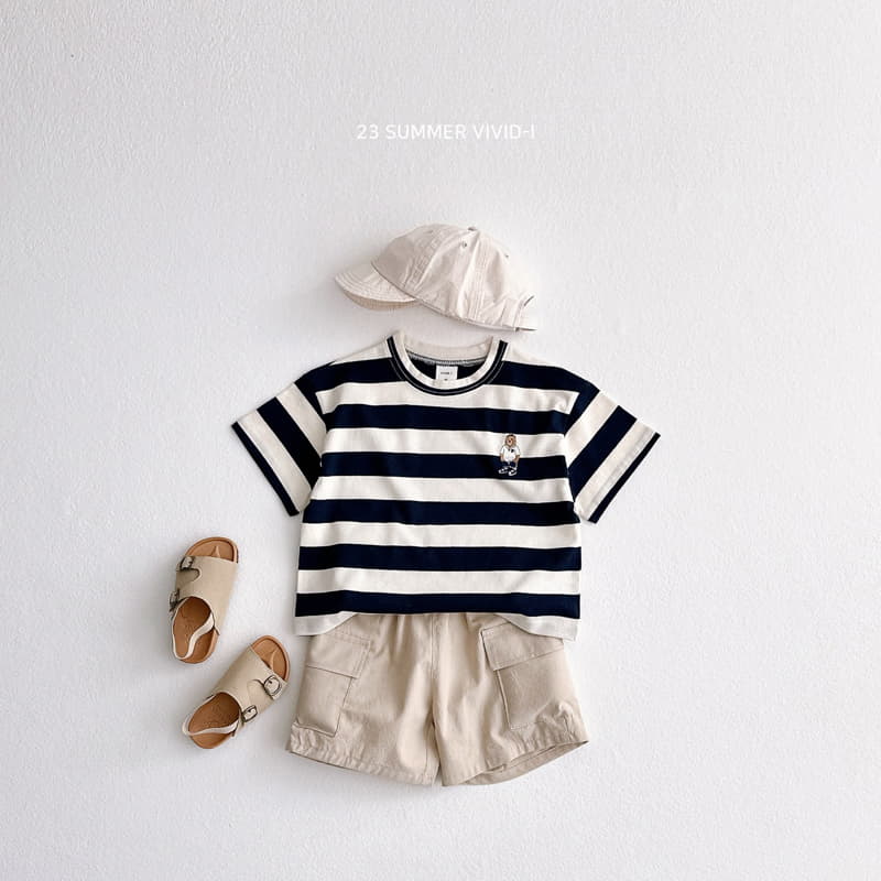 Vivid I - Korean Children Fashion - #littlefashionista - Bear Stripes Top Bottom Set - 12