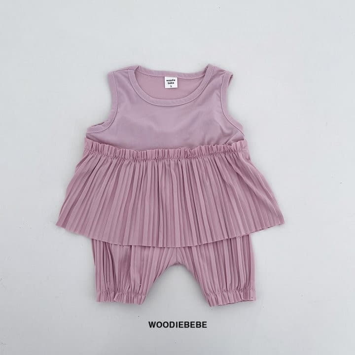 Woodie - Korean Children Fashion - #designkidswear - Pleats Top Bottom Set