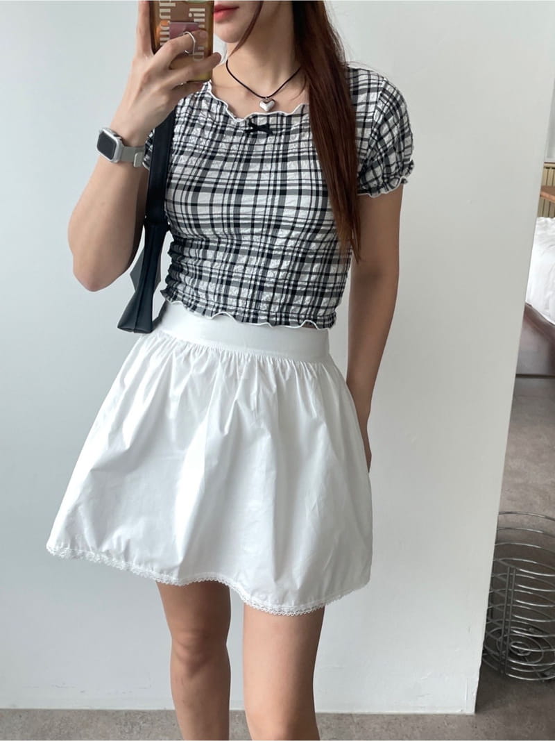 08 Room - Korean Women Fashion - #momslook - Check Embo Blouse - 11