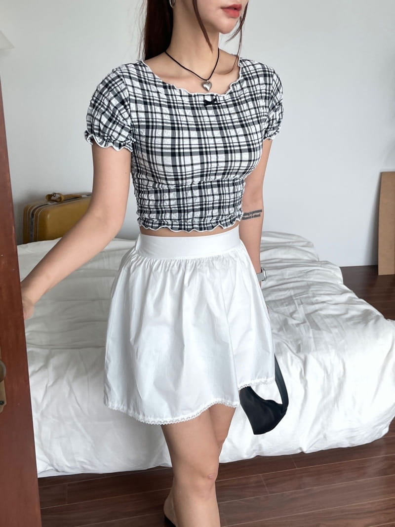 08 Room - Korean Women Fashion - #pursuepretty - Check Embo Blouse - 3