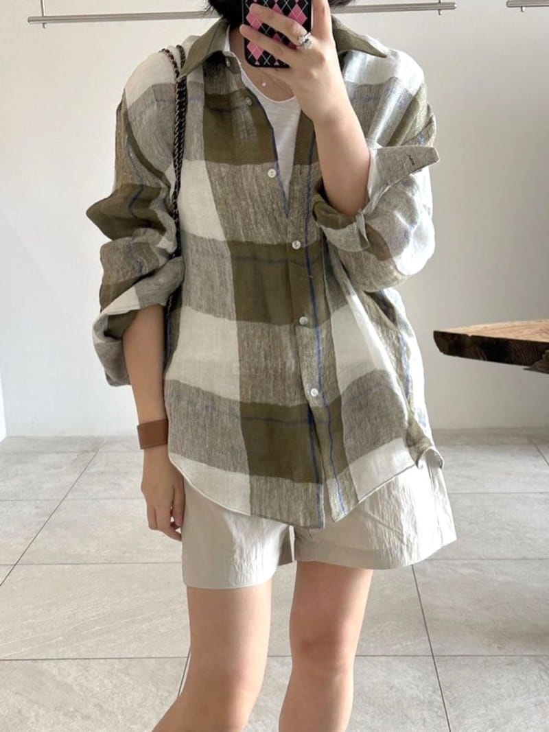 3 Rooms - Korean Women Fashion - #restrostyle - Linen Check Shirt - 8