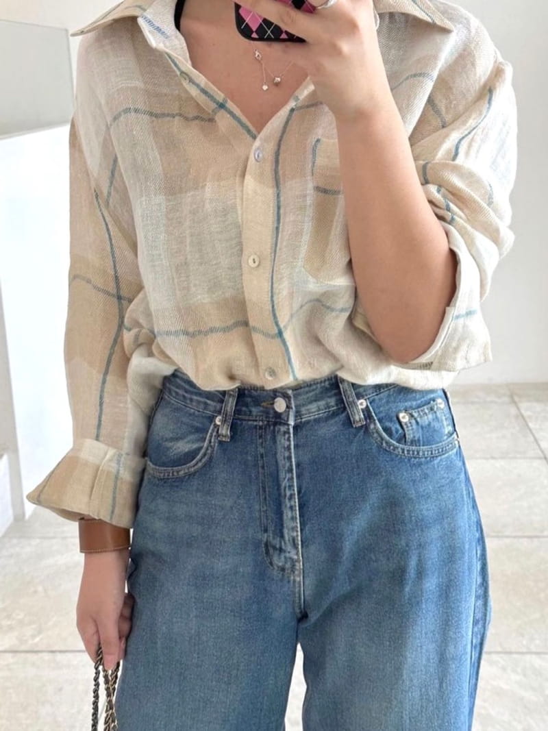 3 Rooms - Korean Women Fashion - #shopsmall - Linen Check Shirt - 10