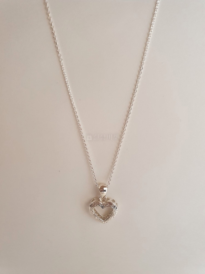 Silver (Silver) Open Lace Heart  Necklace