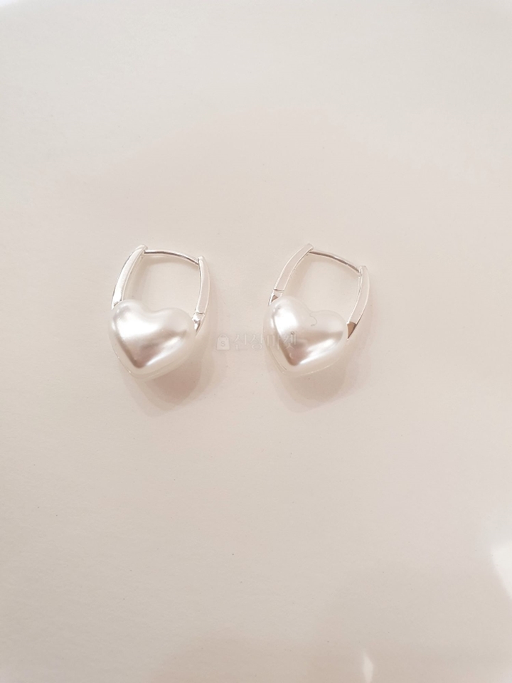 Silver (Silver) Reversible Heart Pearl Bag Earring