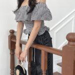 Check Balloon Blouse