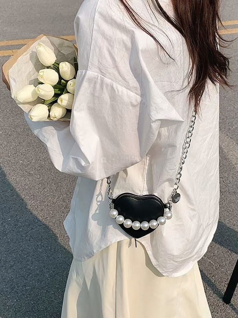 A In - Korean Women Fashion - #womensfashion - Heart Pearl Bag - 4