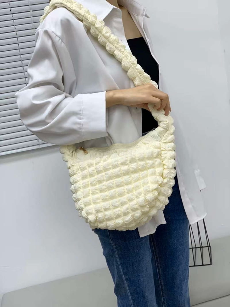 A In - Korean Women Fashion - #womensfashion - Embo Padding Round Cross Bag