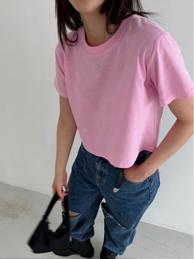 Archive - Korean Women Fashion - #womensfashion - Star Cubic Crop Tee - 3