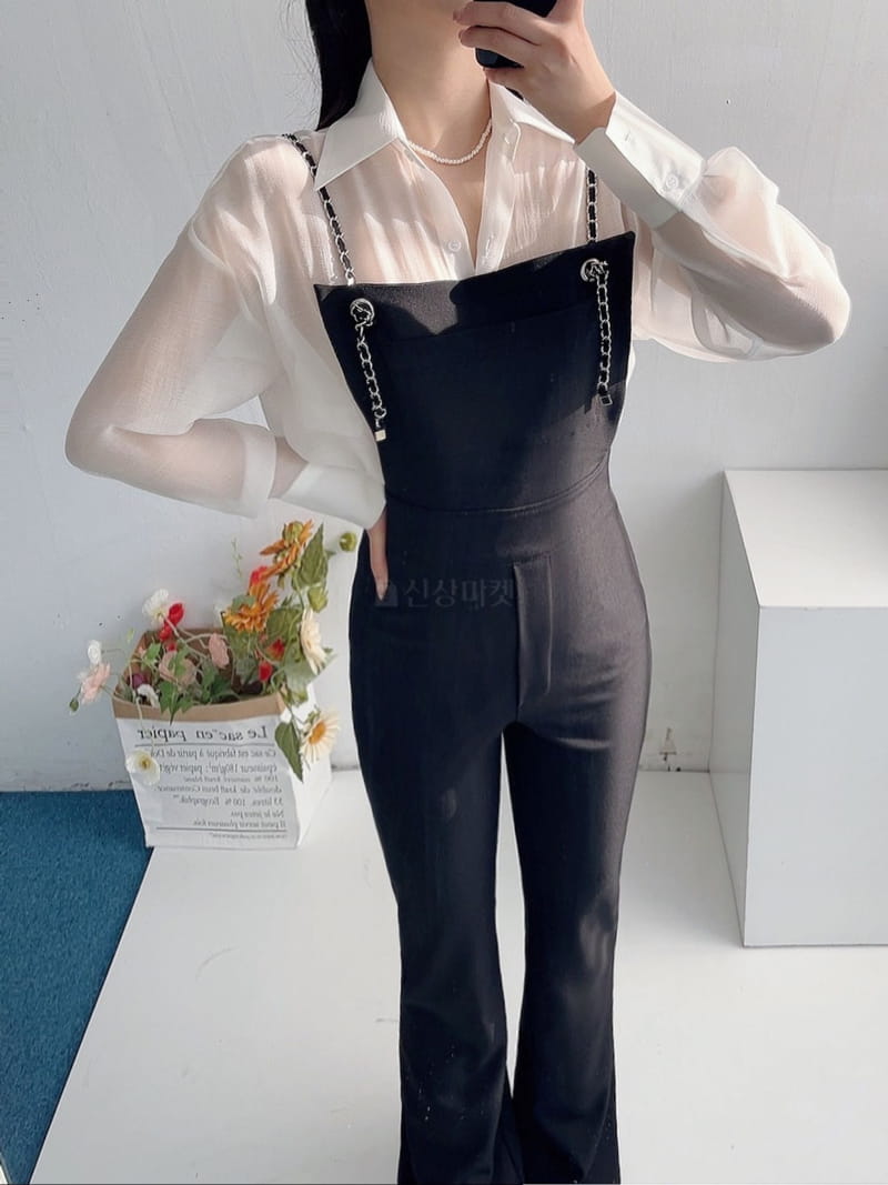 Bes - Korean Women Fashion - #romanticstyle - Chain Bodysuit