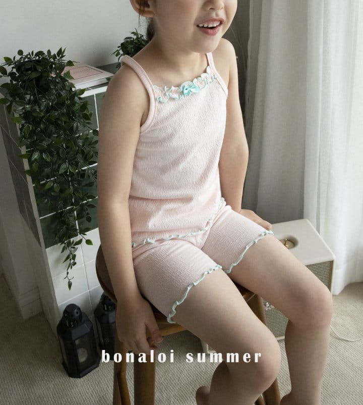 Bonaloi - Korean Children Fashion - #childofig - Twist Ribbon Top Bottom Set - 3