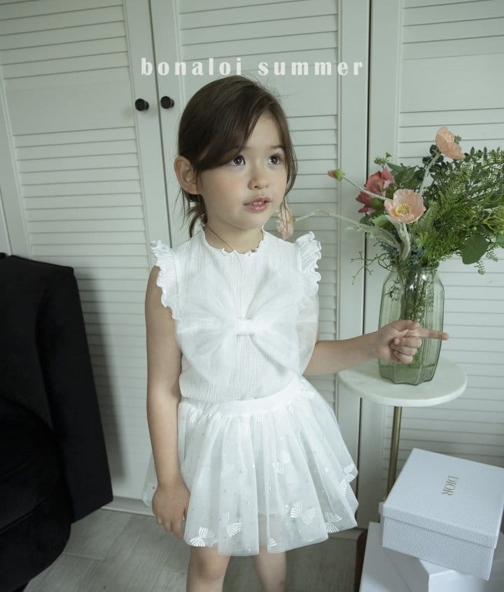 Bonaloi - Korean Children Fashion - #childofig - Shine Mesh Ribbon Sleeveless - 6