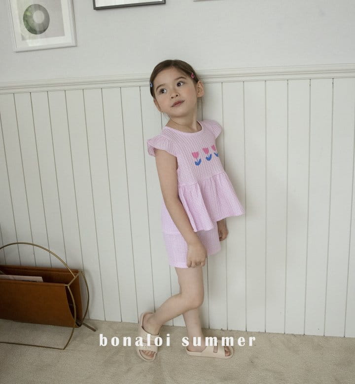 Bonaloi - Korean Children Fashion - #childrensboutique - Rulip Check Top Bottom Set - 6