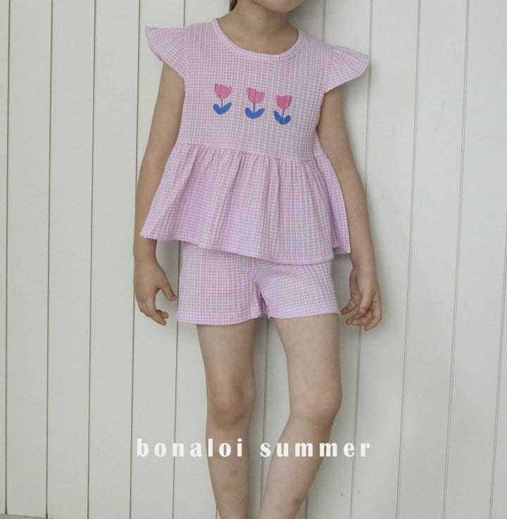 Bonaloi - Korean Children Fashion - #discoveringself - Rulip Check Top Bottom Set - 8