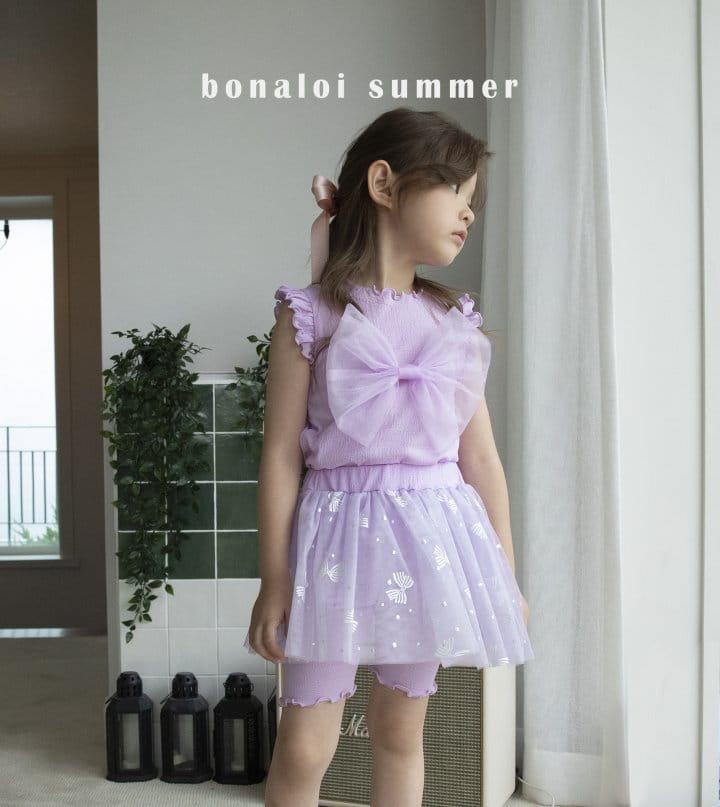 Bonaloi - Korean Children Fashion - #fashionkids - Shine Mesh Ribbon Sleeveless - 11