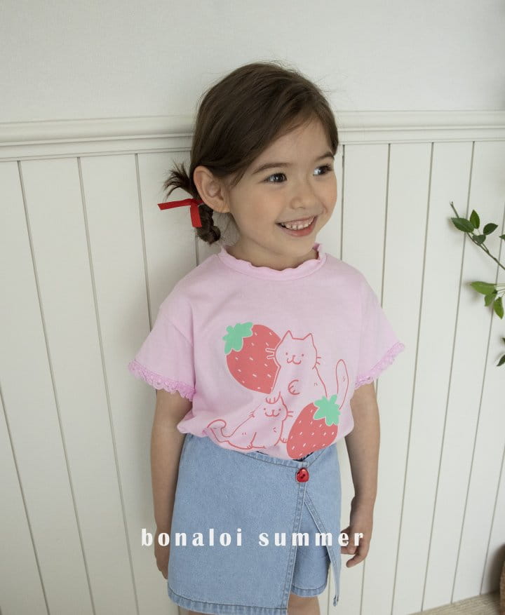 Bonaloi - Korean Children Fashion - #kidzfashiontrend - Sleeves Lace Tee