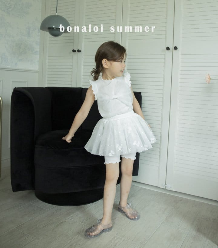 Bonaloi - Korean Children Fashion - #littlefashionista - Shine Mesh Ribbon Sleeveless - 2