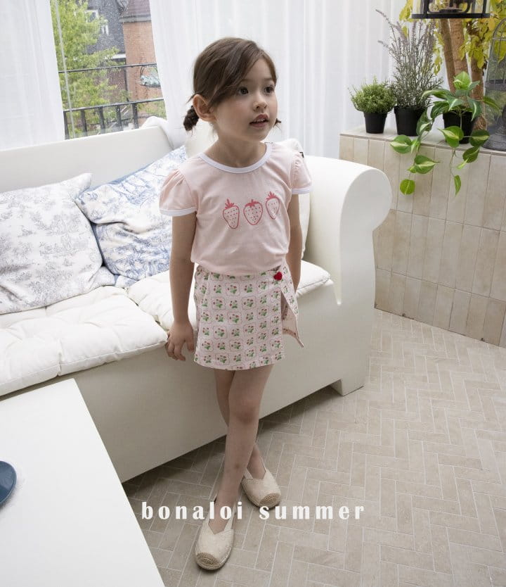 Bonaloi - Korean Children Fashion - #minifashionista - Strawberry Sleeve Tee - 7