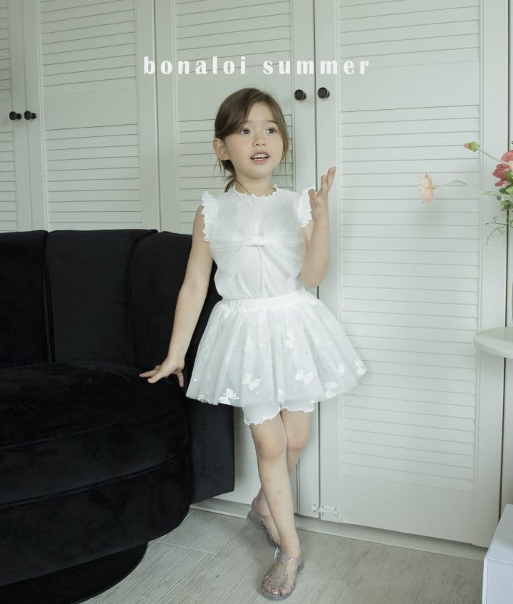 Bonaloi - Korean Children Fashion - #magicofchildhood - Shine Mesh Ribbon Sleeveless - 4