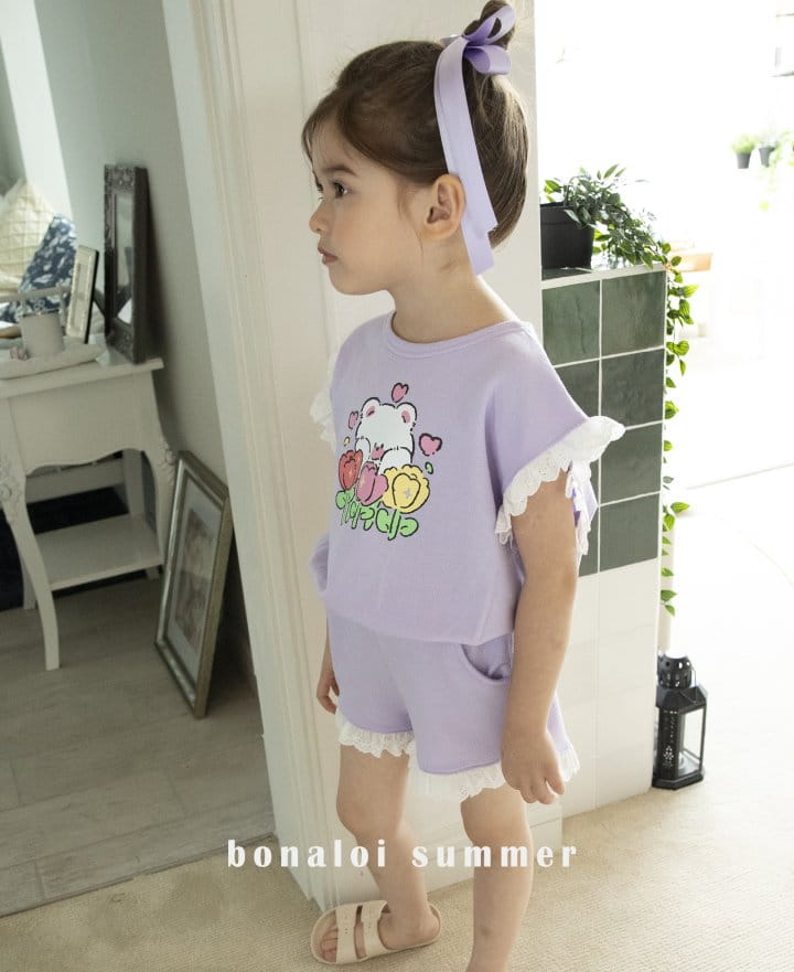 Bonaloi - Korean Children Fashion - #prettylittlegirls - Twrinmkle Top Bottom Set - 2