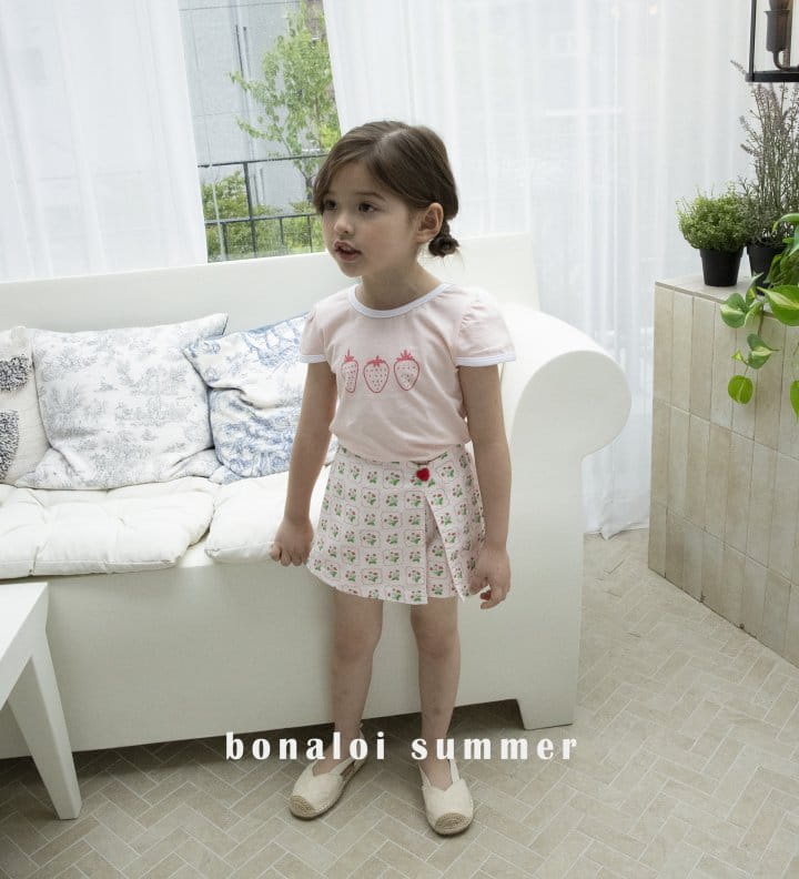 Bonaloi - Korean Children Fashion - #prettylittlegirls - Strawberry Sleeve Tee - 8