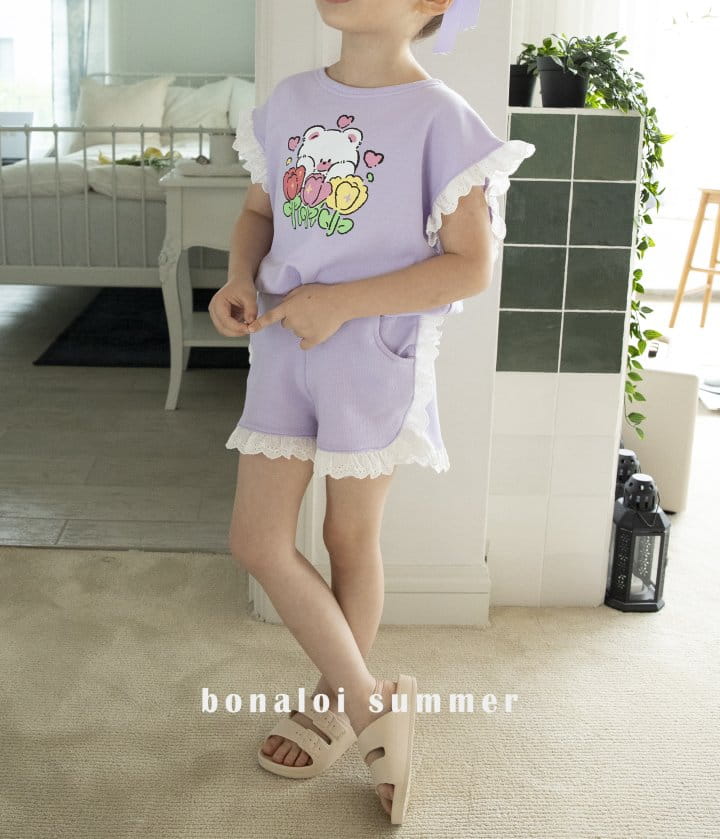 Bonaloi - Korean Children Fashion - #todddlerfashion - Twrinmkle Top Bottom Set - 3