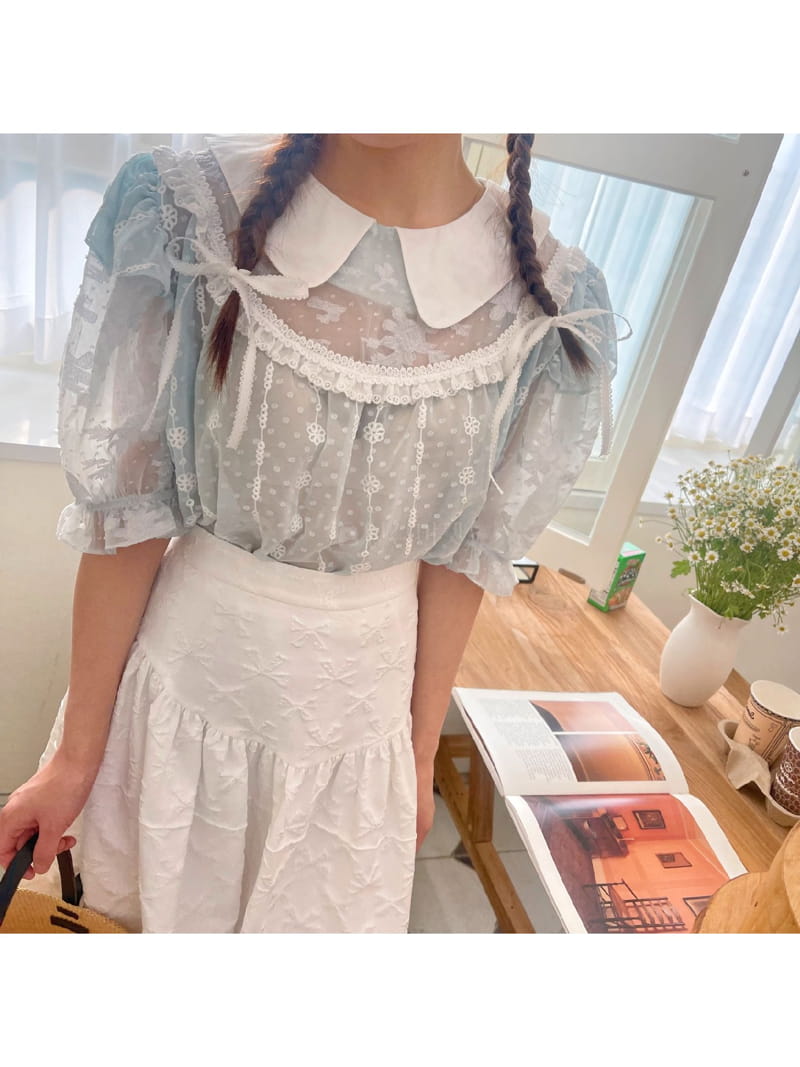 Boutique - Korean Women Fashion - #romanticstyle - Sky Ribbon Blouse - 2