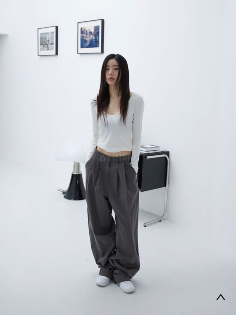 Buckle - Korean Women Fashion - #restrostyle - Two Tuck Pants - 7