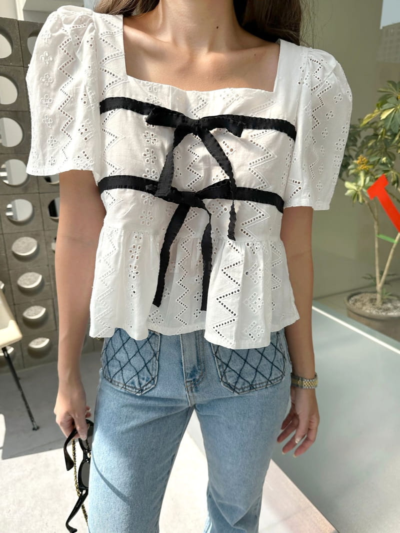 Bwithu - Korean Women Fashion - #womensfashion - Tape Ribbon Blouse - 12