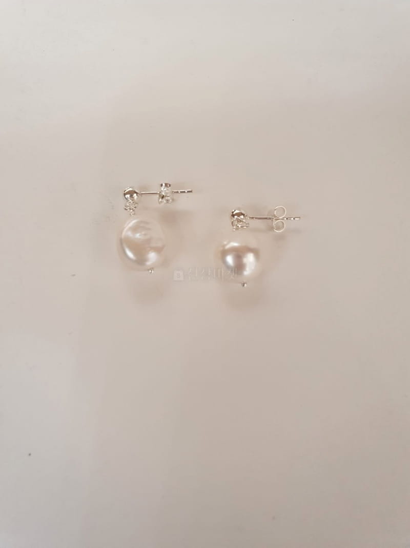 Cabinet - Korean Women Fashion - #momslook - Silver Ugly Pearl  Earring