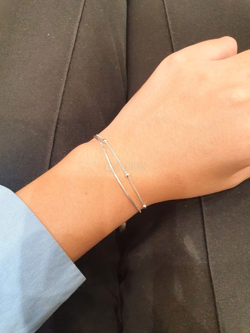 Cabinet - Korean Women Fashion - #momslook - Silver Two Stripes Bracelet - 6