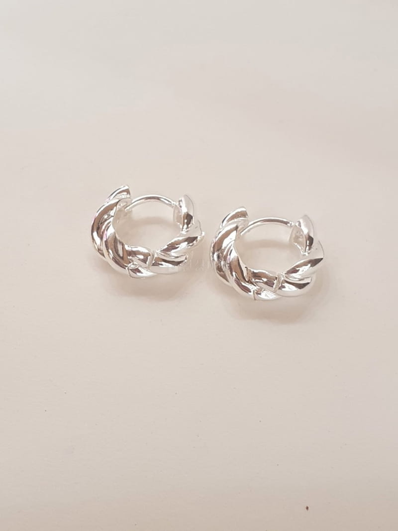 Cabinet - Korean Women Fashion - #momslook - Silver Rule Twist Earring - 2