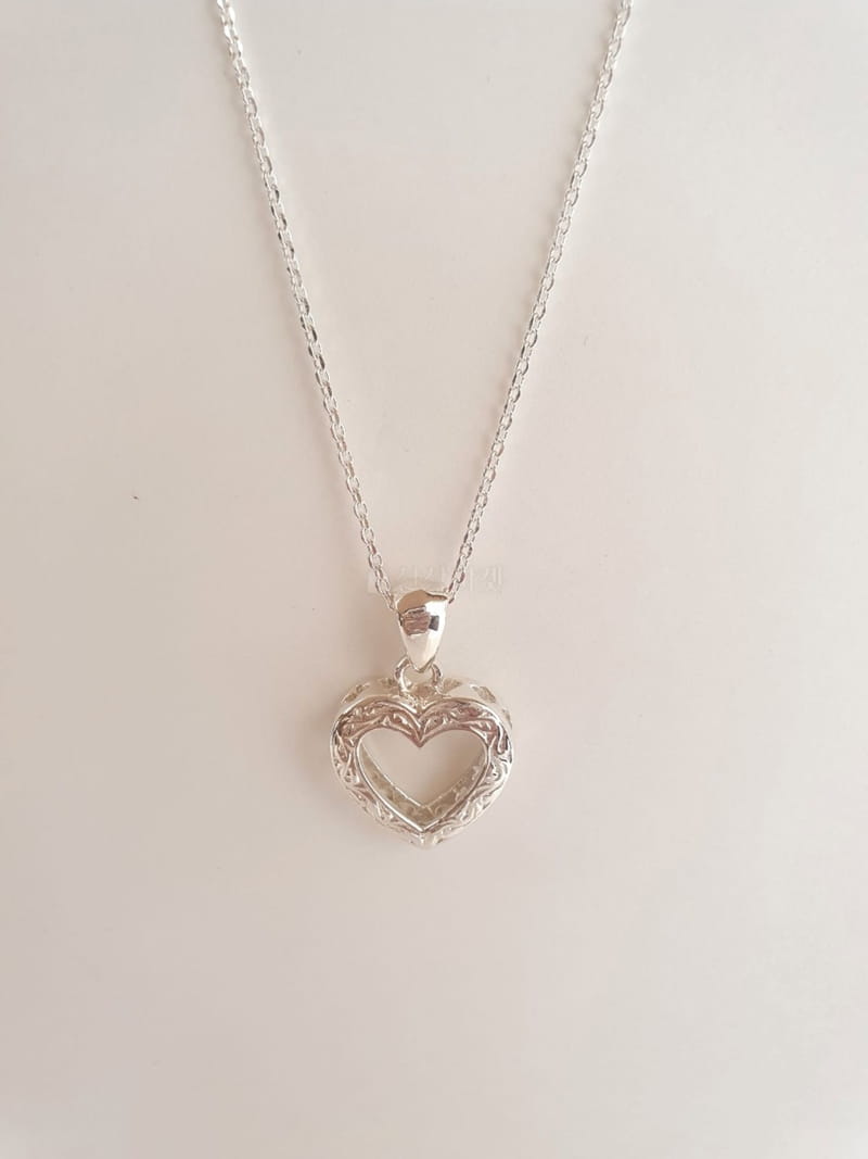 Cabinet - Korean Women Fashion - #momslook - Silver (Silver) Open Lace Heart  Necklace