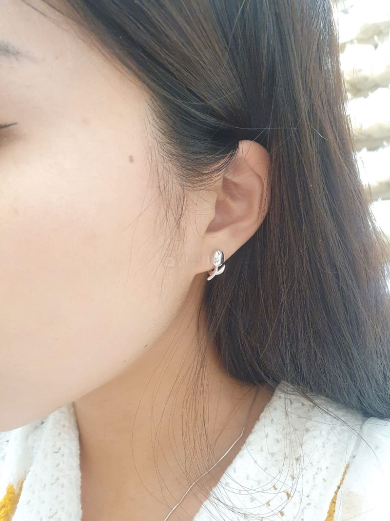 Cabinet - Korean Women Fashion - #pursuepretty - Silver (Silver) Tulip Flower Earring - 2