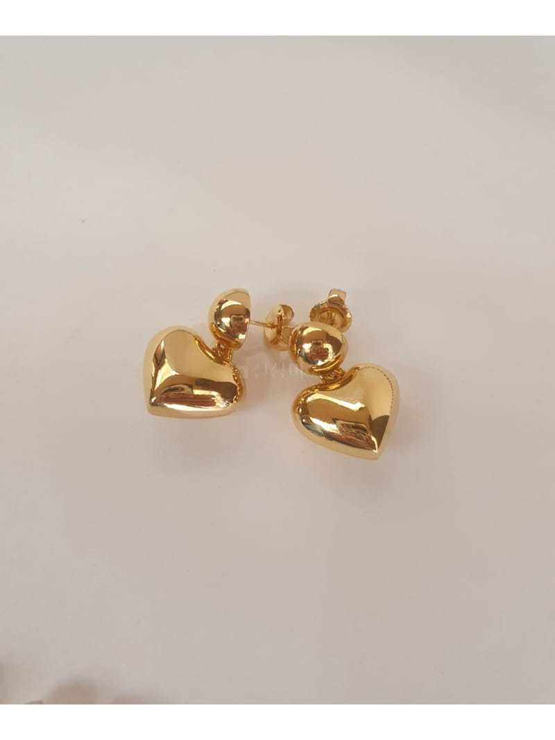 Cabinet - Korean Women Fashion - #vintageinspired - Silver (Silver) Ball Heart Earring - 3