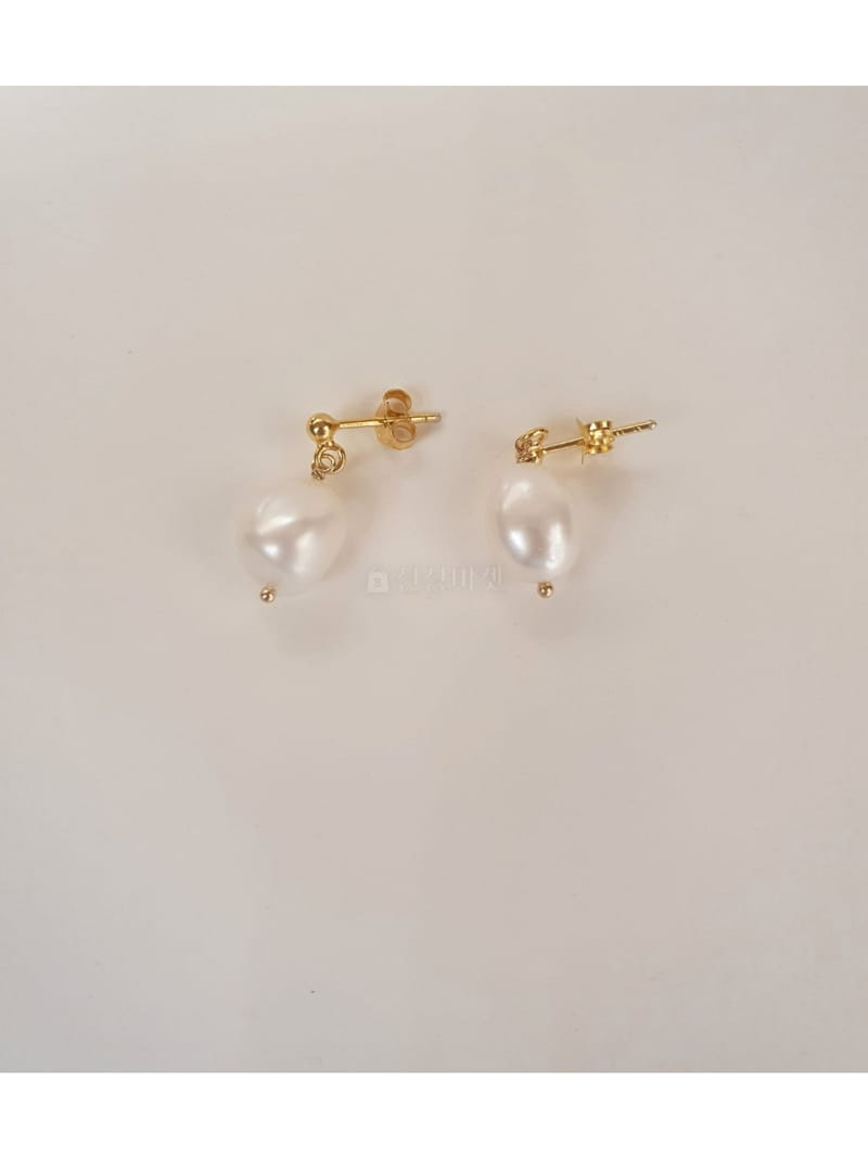 Cabinet - Korean Women Fashion - #womensfashion - Silver Ugly Pearl  Earring - 2