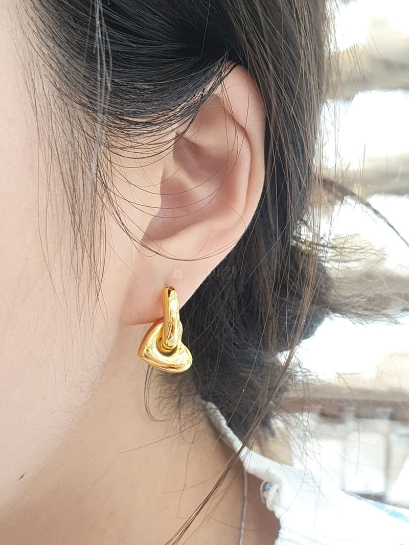 Cabinet - Korean Women Fashion - #womensfashion - Silver Basic Ring Heart  Earring - 8