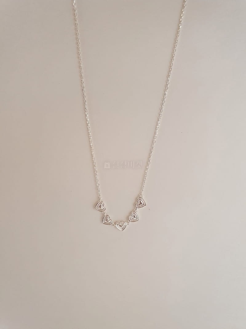 Cabinet - Korean Women Fashion - #womensfashion - Silver 5 Heart Necklace