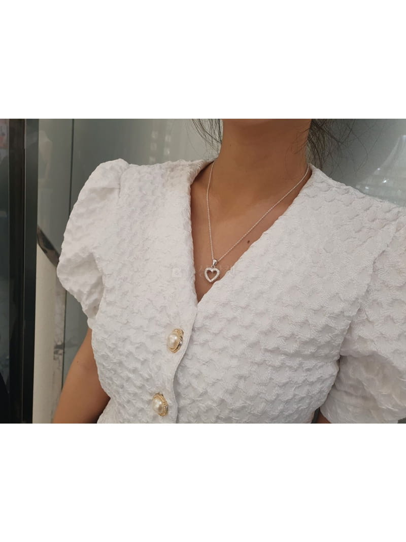 Cabinet - Korean Women Fashion - #womensfashion - Silver (Silver) Open Lace Heart  Necklace - 2