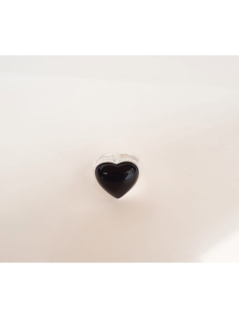 Cabinet - Korean Women Fashion - #womensfashion - Silver (Silver) Onics Big Heart Slit Ring