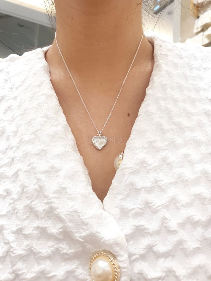 Cabinet - Korean Women Fashion - #womensfashion - Silver (Silver) Cubic Heart Necklace - 3