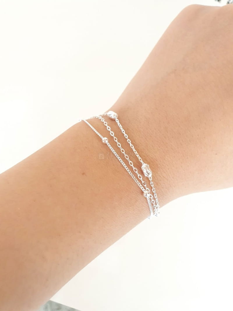 Cabinet - Korean Women Fashion - #momslook - Silver (Silver)3 Silver Ball Bracelet - 4