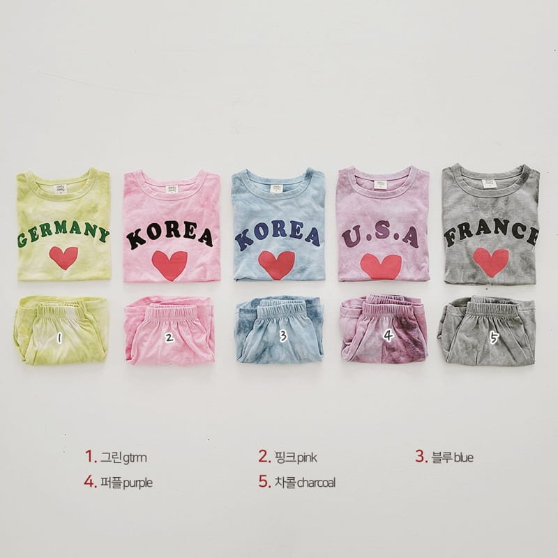 Daily Daily - Korean Children Fashion - #childofig - Water Paint World Top Bottom Set - 2