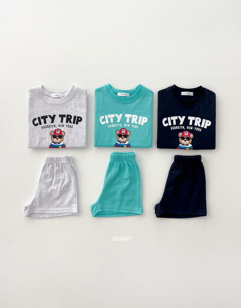 Dsaint - Korean Children Fashion - #Kfashion4kids - Trip Bear Top Bottom Set