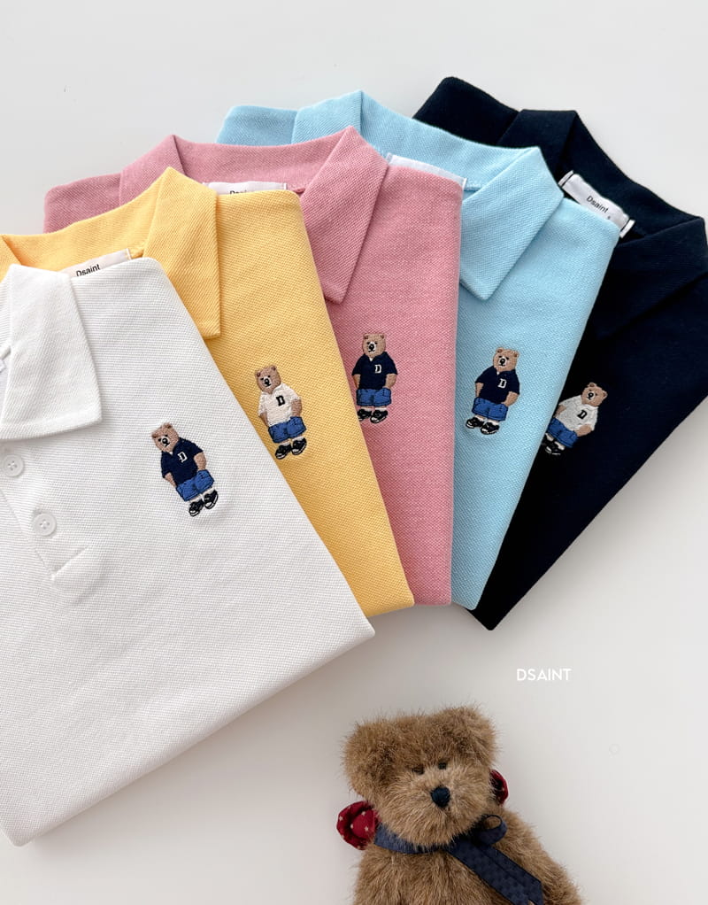 Dsaint - Korean Children Fashion - #Kfashion4kids - Bear Collar PK Tee - 4