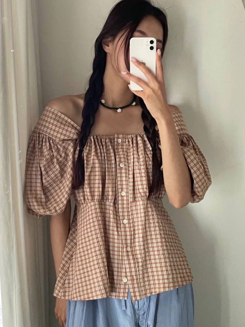 Elfin - Korean Women Fashion - #womensfashion - Check Ludi Blouse - 5