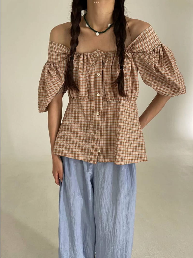 Elfin - Korean Women Fashion - #womensfashion - Check Ludi Blouse - 7